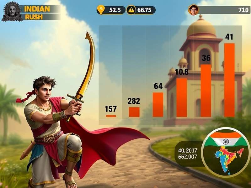 Indian Rush download statistics chart showing growth in India